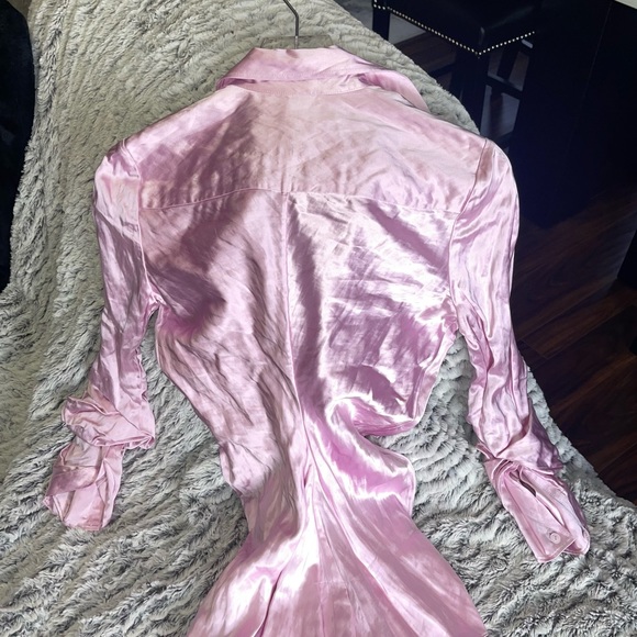 Alexander Wang Ruched Crinkled-Satin Shirt in Pink - Picture 13 of 14